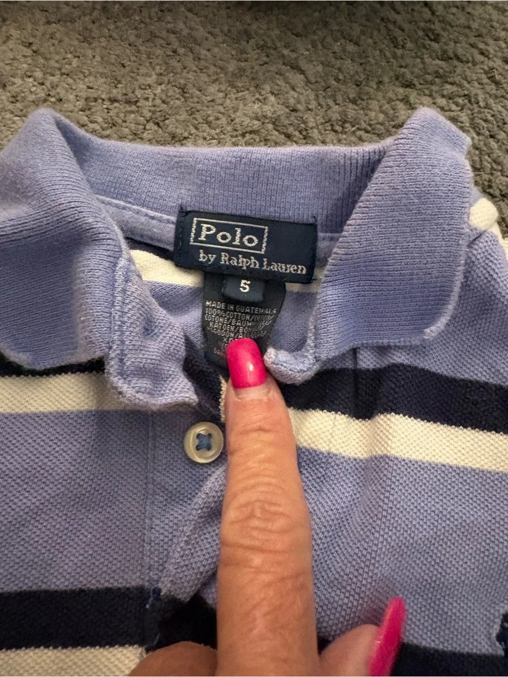 Polo by Ralph Lauren Boys Lavender Navy White Striped Polo